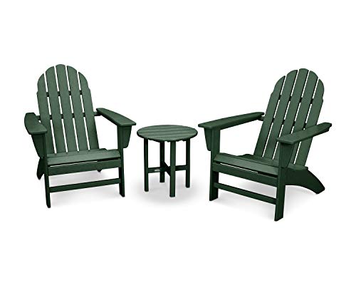 Polywood Vineyard 3-Piece Adirondack Chair Set With Side Table, Green #TOP30