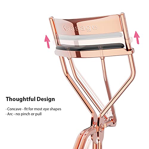 Rose Gold Eyelash Curler - Ergonomic Design, Exquisite Rose Gold, 5 Replaceable Silicone Pads & Storage Bag Included #TOP1