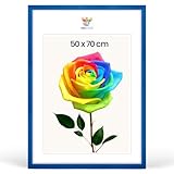 MG Design Cornice portafoto 50 x 70 cm – Cornice in legno Blu con vetro acrilico infrangib...