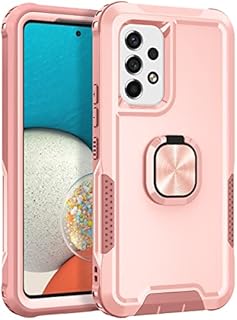 Samsung A53 5G Phone Case, Samsung Galaxy A53 5G Case, Military Grade Back Cover with Ring Kickstand Shockproof PC Bumper Tough Hard Armor Protection Cover for Samsung Galaxy A53 5G, Rose Gold
