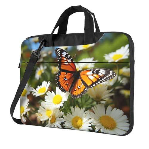 Maletín para laptop con diseño de mariposa y margarita miniatura 1