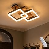 Meloweel LED Deckenlampe Holz dimmbar, Drehbar 350°, Massivholz Schwarz Vintage Deckenleuchte, 28W 40cm 2800lm 300 ...