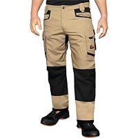 ACE Constructor Pantalon de Travail Long pour Hommes - Pantalon de Travail pour Hommes avec Ceinture Stretch, Poches Cargo & genouillères - Beige - 48