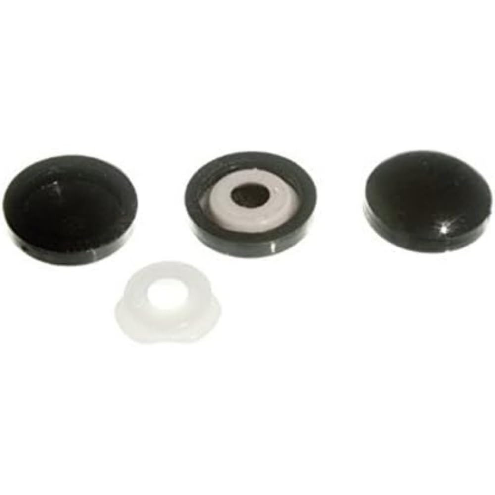 Merriway BH02018 Plastidome 2 Piece Clip-On Screw Covers No. 8 & 10, Black, 15mm (5/8 inch) Diameter, Pack of 10