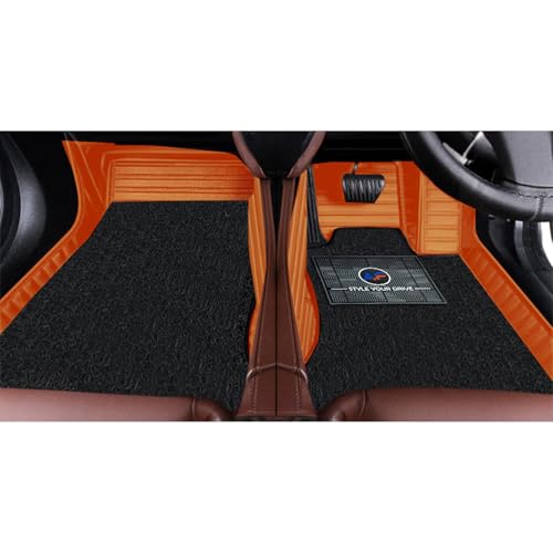 Image of Autofurnish Premium 9D Car Mat Full Set for Mahindra XUV 3XO (Automatic) 2024 || Luxury Leather Dual-Stitch Full Set 9D Car Floor Mat || 100% Waterproof || Color : Tan Tan