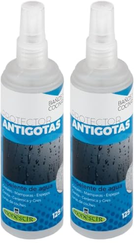 MONESTIR Protector ANTIGOTAS Repelente de Agua Cristales, mamparas, Espejos (125 ML) (Paquete de 2)