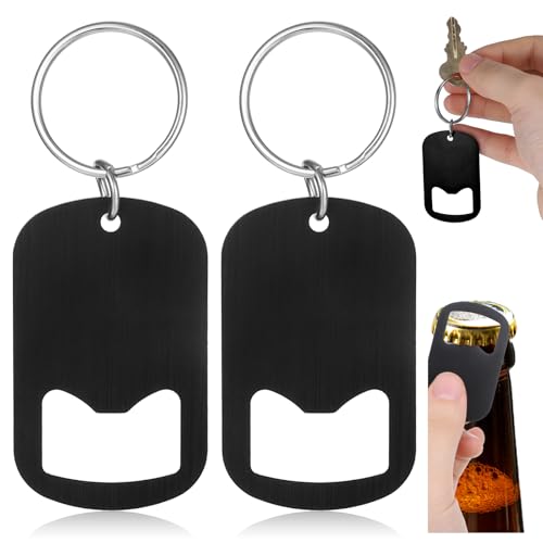 2 Stück Schwarz Edelstahl Bieröffner Mit Schlüsselanhänger, Kleine Bar Flaschenöffner Bieröffner Schlüsselanhänger Lanyard Flaschenöffner, Bottle Opener Keychain Für Bier Dosen Küche Bar Restaurant