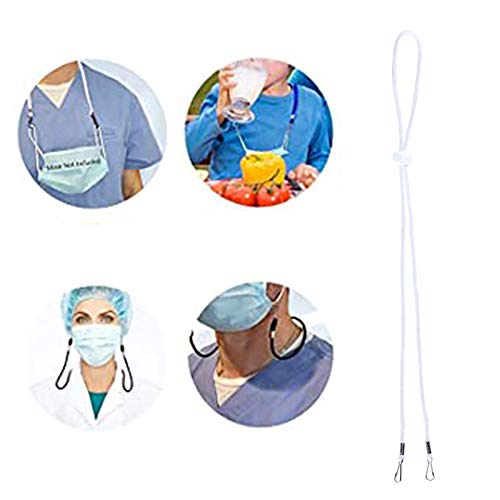 Image of 1 /3 /6 /12 Pack Face Mask Lanyard for Adults Children, Adjustable Length Face Cover Breakaway Lanyard with Clip, Mask Lanyard Neck Strap Holder for Face Cover Glasses Sunhat (1 pcs, White)