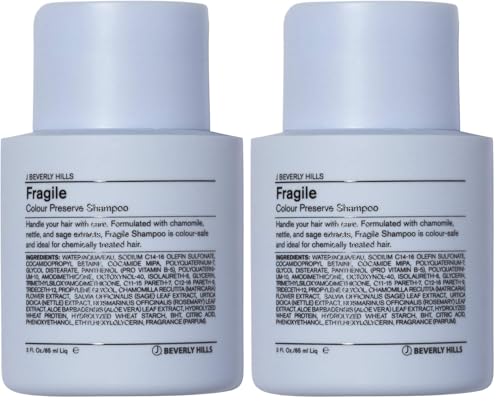 J Beverly Hills Blue Fragile Colour Preserve Shampoo with Sage Oil to Brighten Color, 3 Oz (Pack of 2)