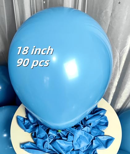 Image of 90 Pack Light Blue Balloons 18 Inch Blue Latex Large Balloons for Party Decorations and Events ZWZLIULIAN