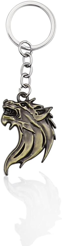 Cool Wolf Head Car Decorations Badge Emblem Key chian 3D Nameplate Key Ring for Car Gift (Bronze Keychain)