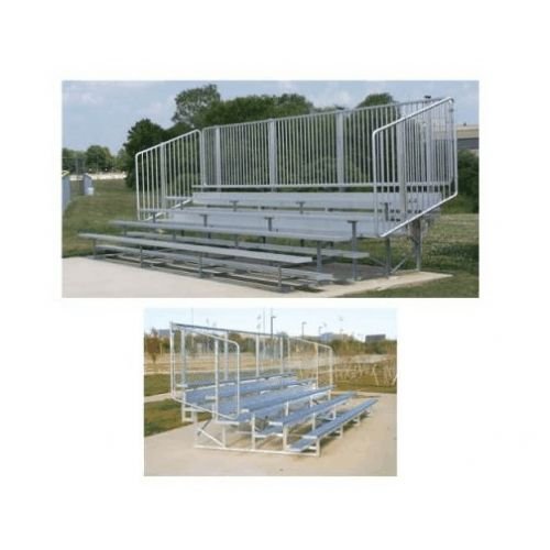 5 Row Standard Bleachers with Vertical Picket Railing, 27 ft.