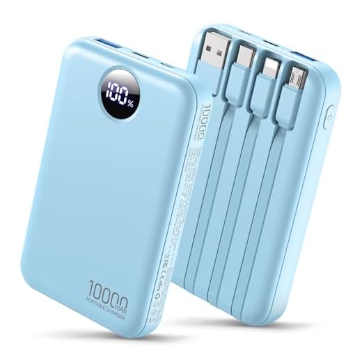 10000mAh Portable Charger with 4 Cables