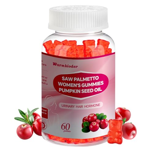 Warmbioder Saw Palmetto for Women Gummies Organic Saw Palmetto with Pumpkin Seed Oil for Hair Growth Urinary Health Sugar Free Vegan Cranberry Extract Gummies