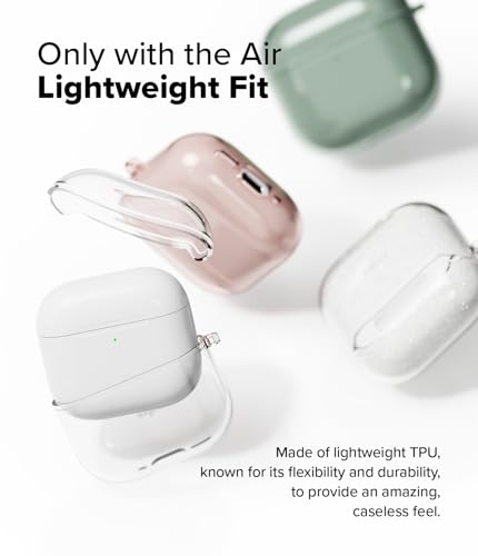 Image of Ringke Air Compatible with Airpods 4 Case Cover Soft Flexible Shockproof Anti-Scratch Slim Fit Protective Cover for Wireless Charging with Carabiner - Pink