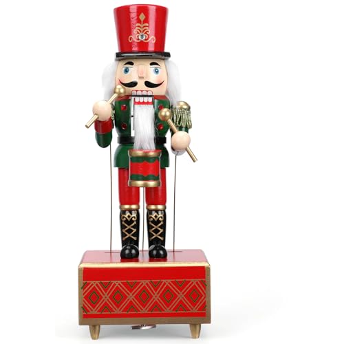 Luckits Nussknacker Spieluhr, 30CM Holz Schlagzeuger Nussknacker Figur...
