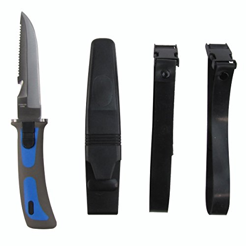 Treasure Gurus Stainless Steel Blue Dive Knife With Sheath Arm Or Leg Straps And Line Cutter #TOP1
