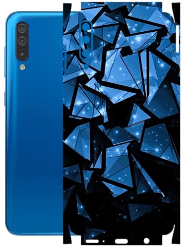 Image of AtOdds - Full Body Back Screen Guard Protector Film - Lamination Wrap Skin Sticker Compatible with Samsung Galaxy A50 | Scratchproof Matte Finish (Blue Crystals)