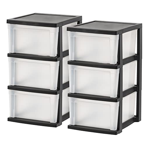 IRIS USA Plastic Drawer Storage Organizer, 3-Drawers, 2-Pack, for Classroom Art Craft Supplies,...