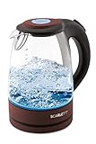 SCARLETT Wasserkocher aus Glas SC-EK27G98, 1.7 L, 2200 Watt, LED-Innenbeleuchtung, Kalkfilter, Schokolade