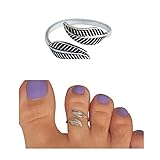 925 Sterling Silver Wrap Leaf Band Toe Ring/Knuckle Ring - Small Adjustable Dainty Ring Handmad by M