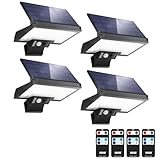 JESLED Solarlampen für Außen mit Bewegungsmelder, 108LEDs 6000k 10.8w Drehbare Solar Aussenleuchte, 4 Modi Solarleuchten Für Außen, IP65 Wasserdichte Sicherheitswandleuchte Für Garten Garage, 4 Stück