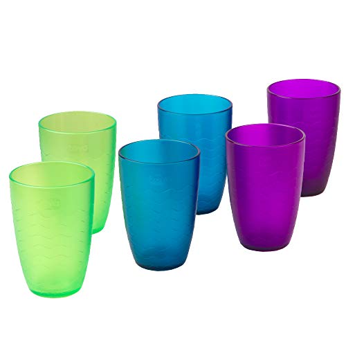 MR.SIGA zova Durable Plastic Cups, Beverage Tumblers 11.3 oz/330 ml, Set of 6 in 3 Assorted Colors
