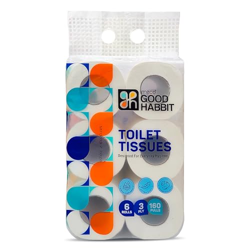 IMECO Good Habbit 3 Ply Toilet Paper Roll 960 Pulls | 160 Pulls x 6 Rolls | Soft & Highly Absorbent Toilet Tissue | 100% Virgin Paper | Tear-Resistant Sheets | No Clog & Easy Flush