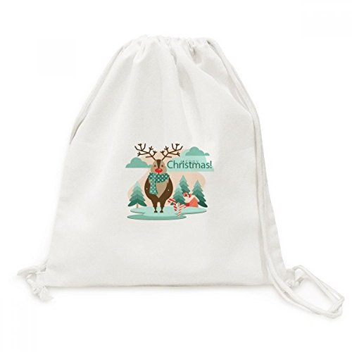 Toile Joyeux Noël Arbre Renne sac à dos voyage cordon polyvalent