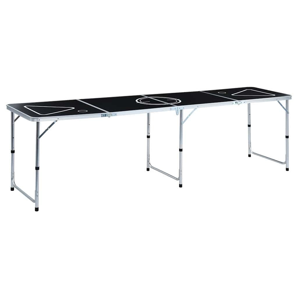 Bier-Pong-Tisch Klappbar 240 cm mit Zubehör, inkl. 100 Becher und 6 Bälle, Stabiler Biertisch für Partys, Garten und Events, Höhenverstellbar
