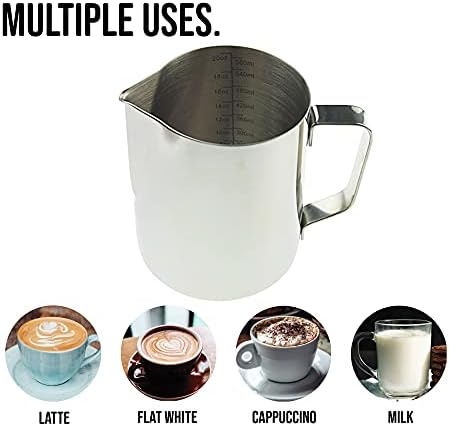 600ml Barista Milk Jug for Coffee Machine, Milk Frothing Jug Pitcher Metal Steamer Ideal Stainless Steel Milk Steaming Jug for Frothing Milk Coffee Machine Accessories