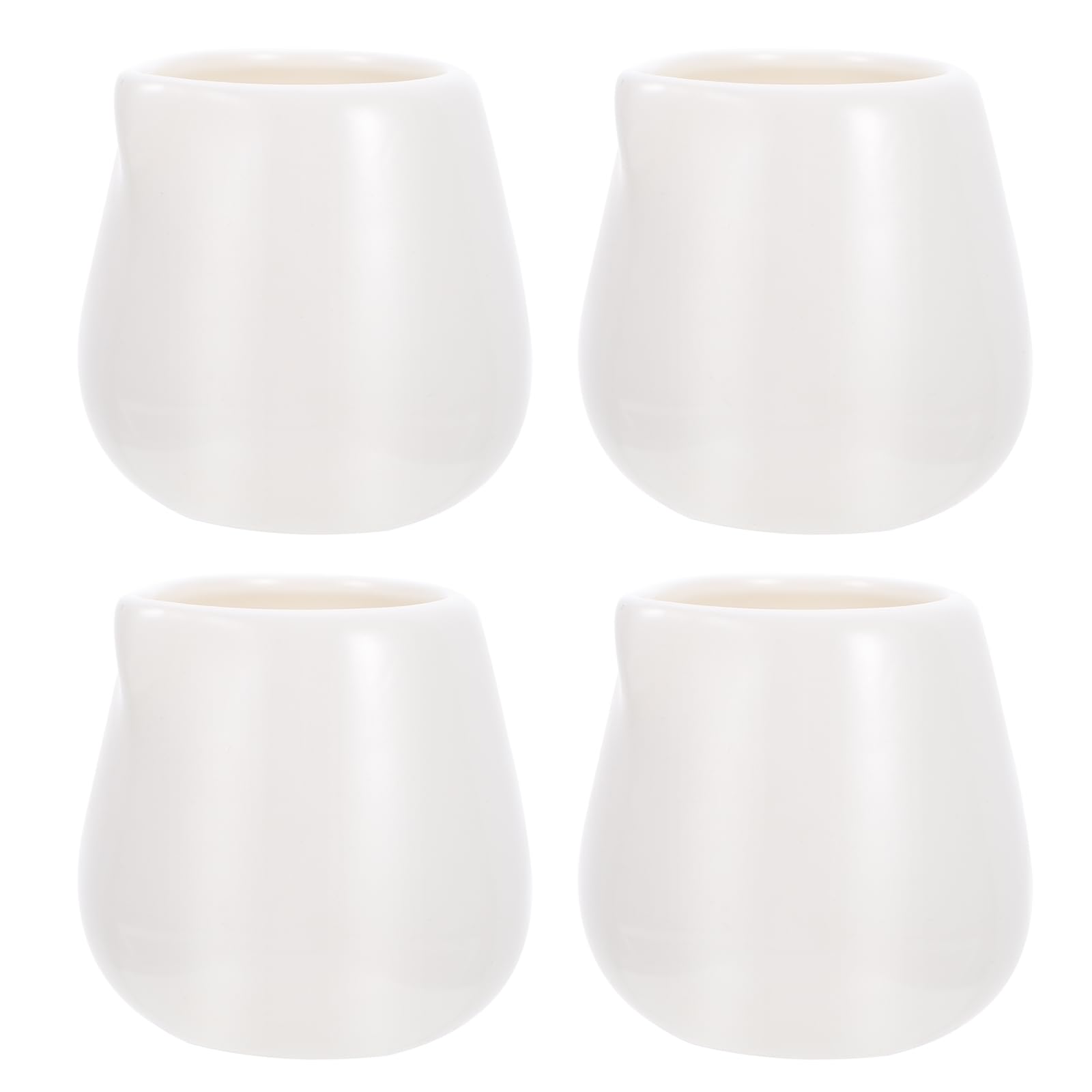 PRETYZOOM 4pcs Mini Cream Pitcher, 3oz Ceramic Cream Jugs, Multi-Purpose White Porcelain Pitcher for Creamers, Coffee, Milk, Sauces, Jam