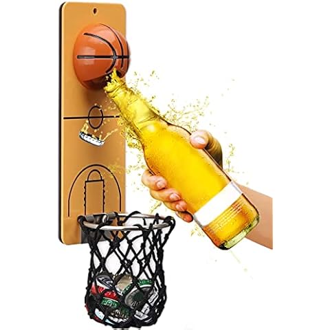 ZONSUSE Magnetic Bottle Opener with Catcher, Basketball Wall Mounted Metal Beer Opener, Novelty Beer Gift Ideas for Men Dad Husband Him, Perfect for Home Bar Accessories, Pub, Birthday Gift Cover