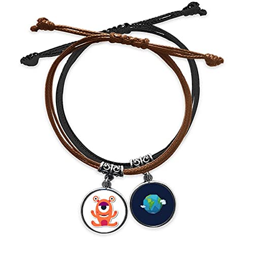 Pulsera monstruo naranja del universo de cuero y cuerda para tus looks urbanos diarios