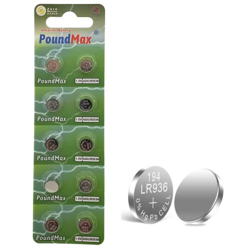 10 X AG9 394 LR45 LR936 SR936W SR936 1.5v PoundMax ALKALINE BUTTON CELL BATTERY