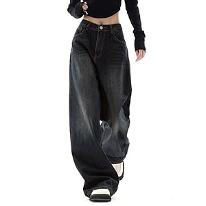 EMMIOL Jeans for Women Wide Leg Baggy Jeans High Waist Y2K Cargo Pants Casual Loose Boyfriends Trousers Vintage Streetwear