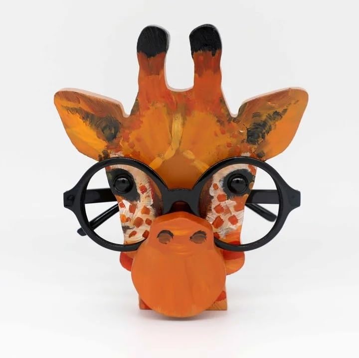 OZLCUA Spectacle Display Stand 3D Animal Glasses Rack Cute Cartoon Carvings Sunglass Display Rack Shelf Eyeglasses Stand Jewelry Wooden Holder Showcase Pet Eyeglass Holder(Giraffe)