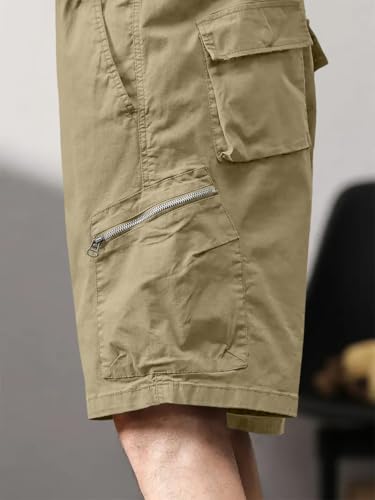Image of Leriya Fashion Men's Cotton Cargo Shorts with Elastic Drawstring Waist | Multiple Utility Pockets & Zipper Side Pocket | Summer Shorts for Daily Outfits, Hiking, Trekking & Street Style