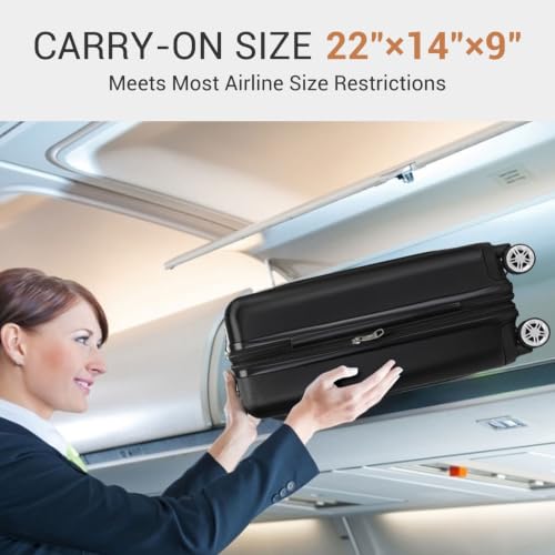 Image of Kono Carry On Luggage 22x14x9 Airline Approved 20 Inch Expandable,Black