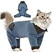 Lelepet 猫 術後服 ねこの服 傷の保護 長袖 女の子 ネコ 服 猫 皮膚保護服 猫の毛 つきにくい 服 猫 服 舐め防止 術後服 通気性 伸縮性 猫服 ネコ ジュツゴフク 防護服 男の子 去勢 術後服 猫 介護服
