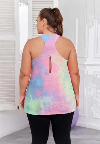 Image of ForHailey Women's Plus Size Cross Back Workout Tank Tops Athletic Shirts
