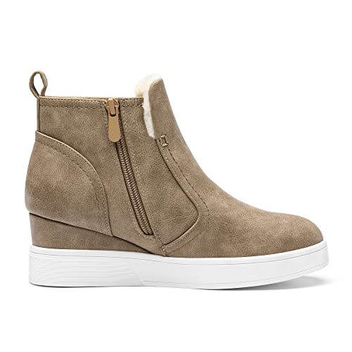 DREAM PAIRS Women’s Slip on High Top Wedge Sneakers Hidden Heel Platform Wedgie Ankle Booties3