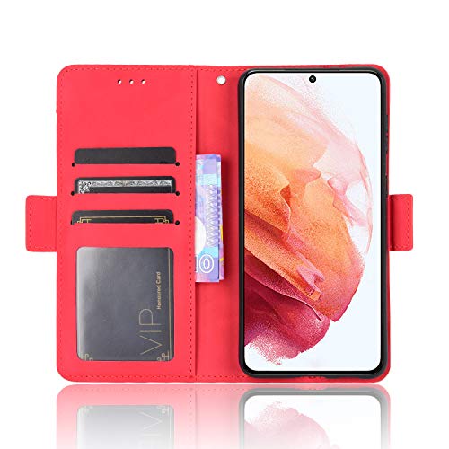 Jorisa Portefeuille Coque Compatible avec Samsung Galaxy Z Fold 3 5G,Rétro Vintage Cuir Pochette Femmes Hommes Étui avec Fentes pour Cartes,Détachable Porte-Cartes Flip Folio Support Housse,Rouge – vue 4