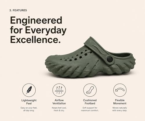 Image of Kraasa Men's Lightweight Classic Clogs Sandals with Adjustable Back Strap & Daily Used Slipper with Lightweight Design for Men's & Boy's