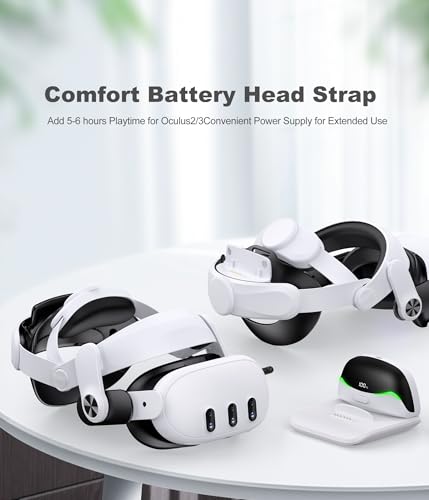 CoguyTech Elite Strap Compatible with Quest 3/Quest 2, Magnetic Connection 13400 mAh Hot-Swap Power Bank, Replacement Comfort Overhead Strap Balances Head Pressure Accessories for VR Headset - Image 7
