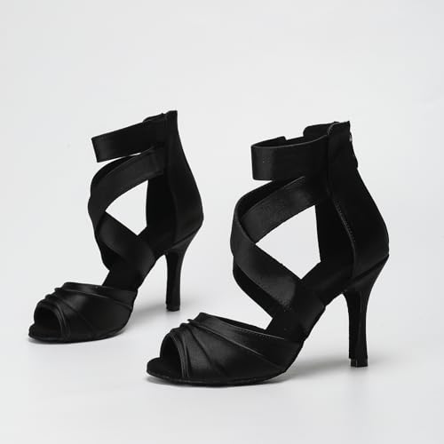 Women Ballroom Dance Shoes Modern Fashion Hollow Lace-Up High Heel Sandals Practice Performance Shoes2