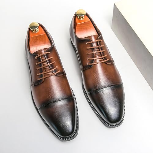 Men's Leather Dress Oxfords Classic Modern Derby Shoes Comfortable Business Formal Shoes3