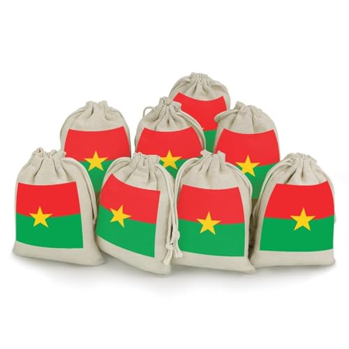 Burkina Faso Flag 8 Pack Small Gift Bags Cotton And Linen Drawstring Pockets Sachet Bag for Party Home Supplies