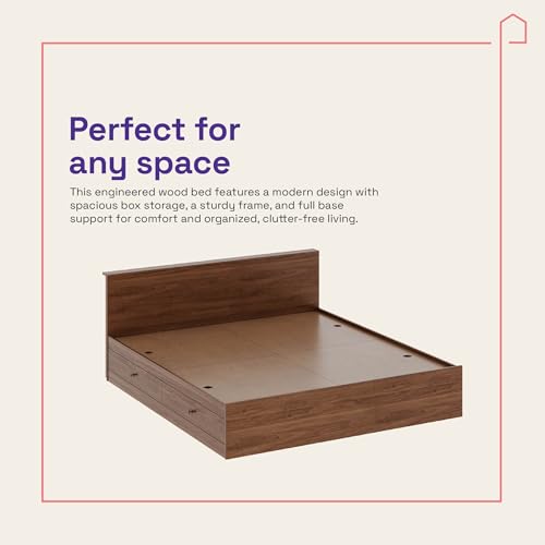 Image of Wakefit Bed | 1 Yr Warranty | King Size Bed, Comes with Drawer Side Storage, Noise-Free, Density: 680-750 kg /m, Termite & Borer Resistant, Fits Mattresses Up to 8 Inches(Taurus78x72-Columbian Walnut)