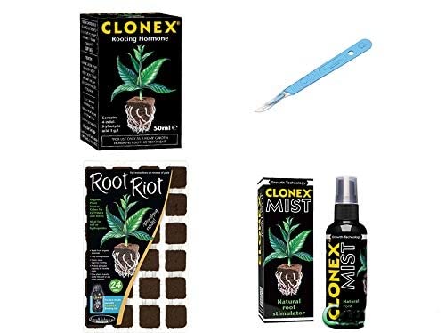 Propagation Kits - Clonex gel 50ml, Clonex Mist, Root Riot Tray or Bag & Scalpel (Clonex gel + RootRiot Tray + Mist 100ml + Scalpel)